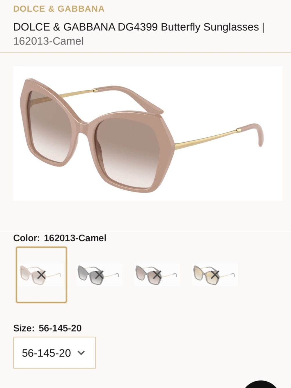 Dolce & Gabbana Beige Women’s Sunglasses with Gold Accents
